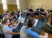 Warrnambool Symphony Orchestra rehearsing for the Babar The Elephant show at Lighthouse Theatre on December 11. Picture supplied.