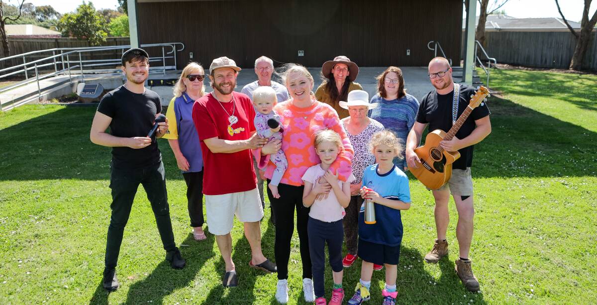 Koroit resident and musician Danielle Stearman (front and centre) with community members who pushed for a New Year's Eve event on the town's village green in 2023. Picture by Anthony Brady