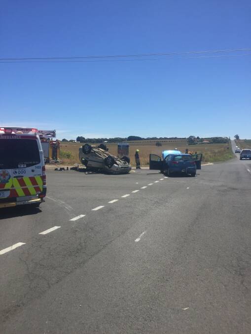 ACCIDENT: A car flipped on its roof after it clipped another vehicle travelling north on Southern Cross Road at Illowa.