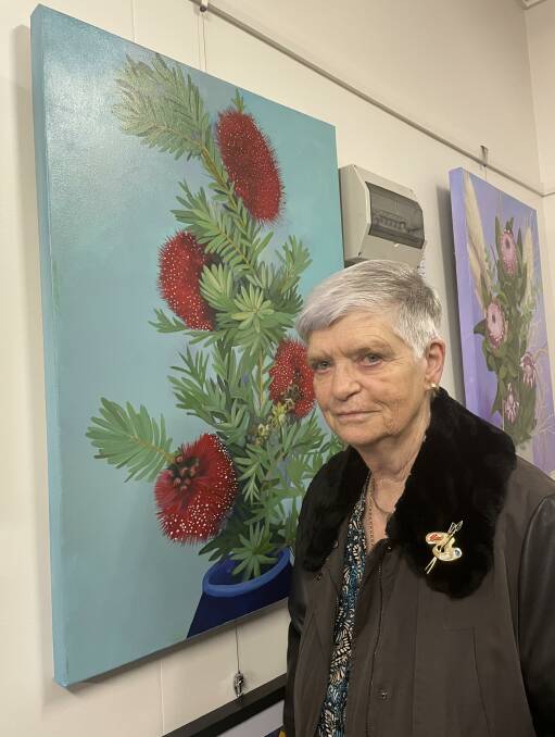 Some of the top winners and their work at Warrnambool and District Artists' Society's Annual Awards at Merri View Gallery at the awards night on June 25. Pictures: Lillian Altman