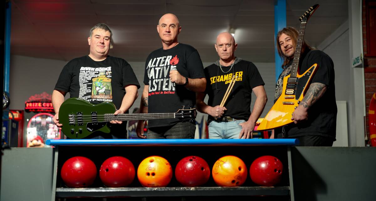 Warrnambool punk band Convict Class' Shane Godfrey, Shane Stenhouse, Alistair Wilby and Ben Lakey. They are performing at Great Ocean Road Ten Pin Bowling as part of Warrnambool City Council's new 10-day music festival Warrnambool Live. Picture by Chris Doheny