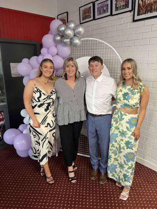 Leah, Lynda, Darren and Ashley Evans at the Let's Fight Cancer fundraiser at the South Warrnambool Football Netball Club's function room on Friday evening. Picture by Adam Johnstone Photography
