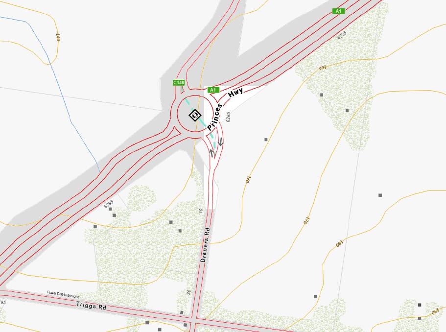 A Vic Emergency map shows where a truck rollover happened at a roundabout in Colac East.