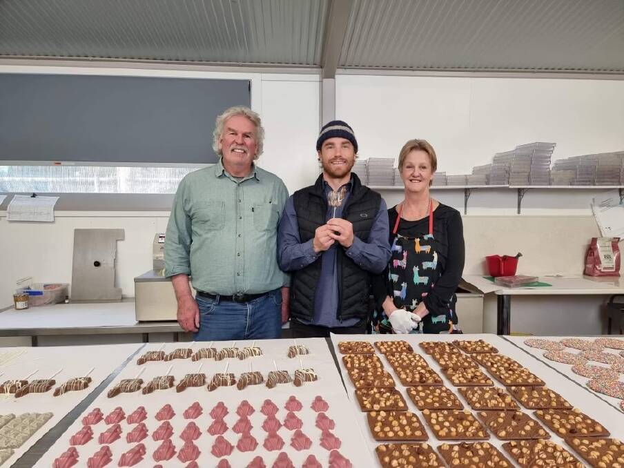TASTY TREATS: Cooriemungle's Ian and Angela Press with Hayden Quinn (centre) during a filming of Taste of Australia.