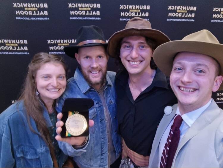 Austral at the Australian Folk Music Awards in Melbourne on Wednesday with their Folk Album of the Year Traditional award. Picture supplied.