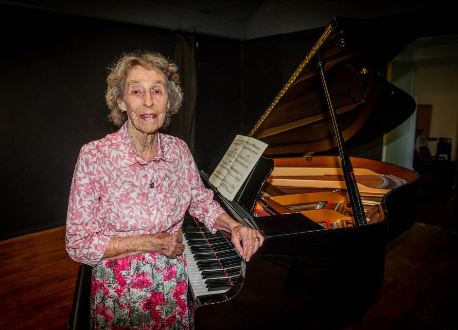 The 95-year-old pianist has bowed out as Merri Singers' accompanist after more than 35 years. Pictures by Anthony Brady and supplied.