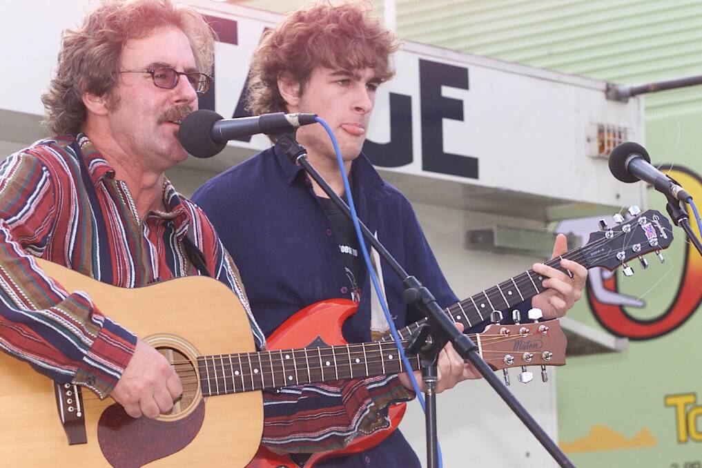 ABOVE: Dennis and Joel O'Keeffe performing at Koroit Irish Festival in 2000.