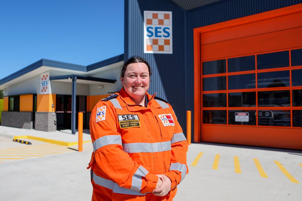 Unit controller Hannah Morris at the new Port Fairy SES headquarters on the Princes Highway. Picture by Anthony Brady