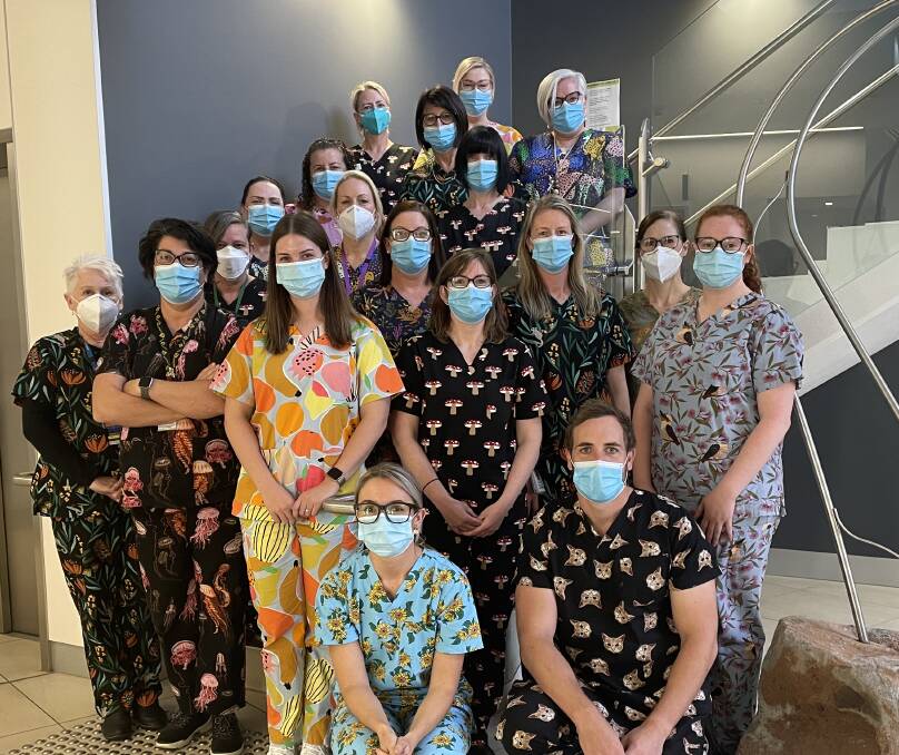 NURSES: South West Regional Cancer Centre staff got to wear Gorman scrubs to celebrate International Nurses Day. Picture: Lillian Altman