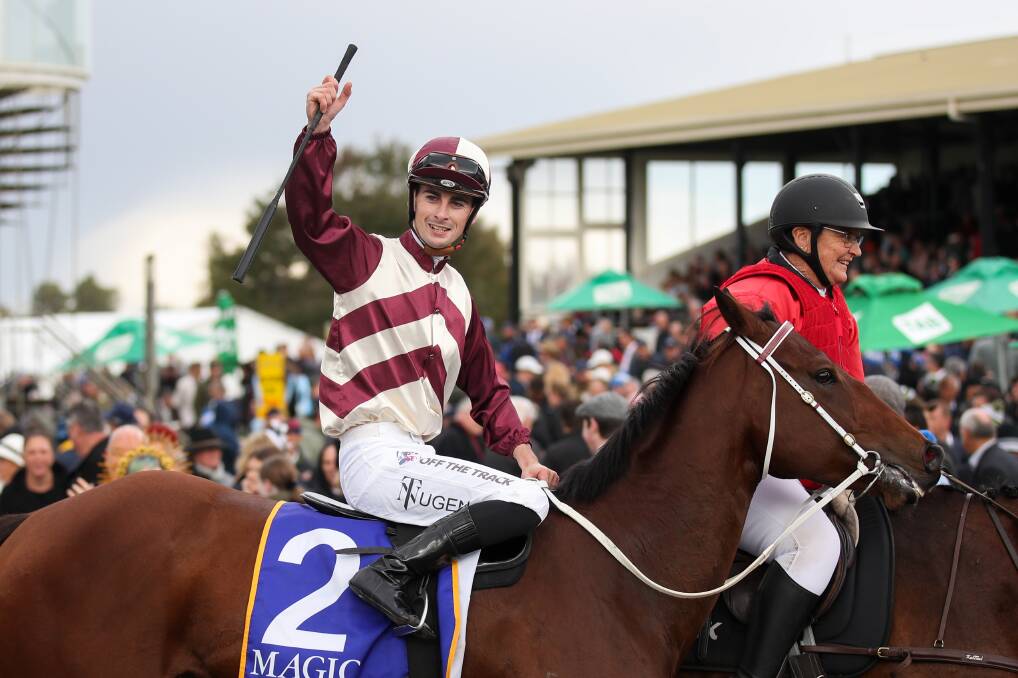 FIRST OF MANY: Warrnambool export Teo Nugent returns to the mounting yard with Ashford Street after winning the BM78 handicap over 1100m on day three of the Warrnambool May carnival. Picture: Morgan Hancock
