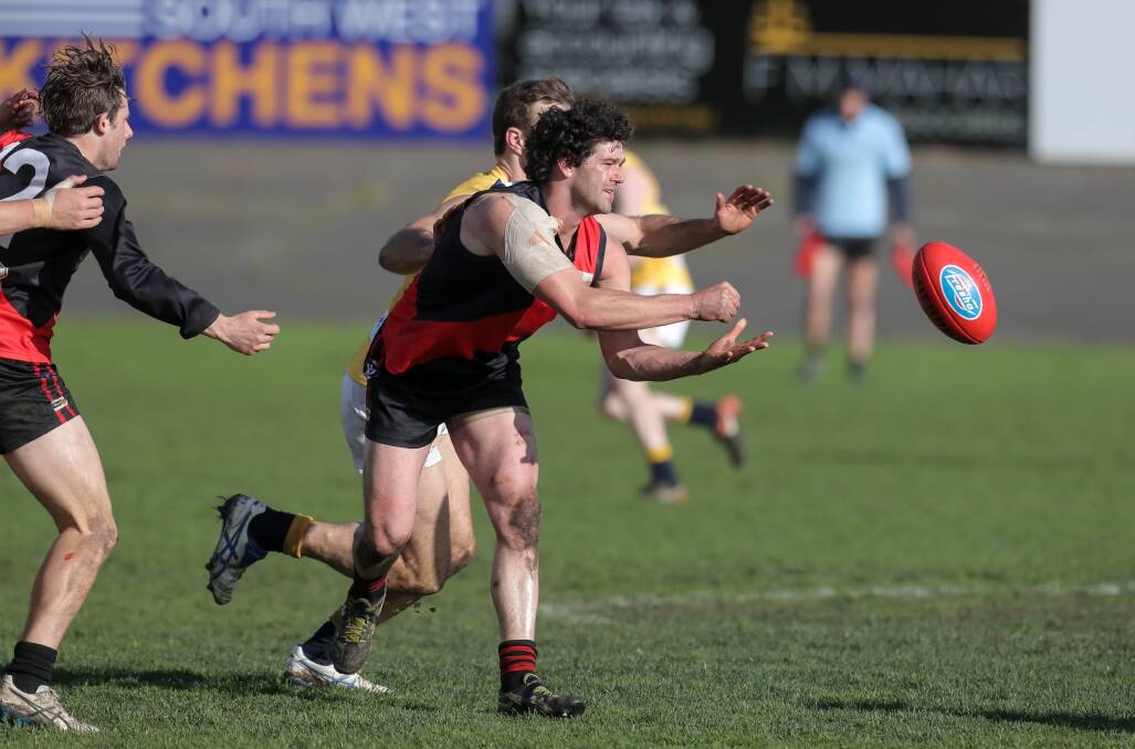 Brody Mahoney, pictured playing for Cobden in 2017, has returned to the club as a playing coach ahead of the 2023 season.