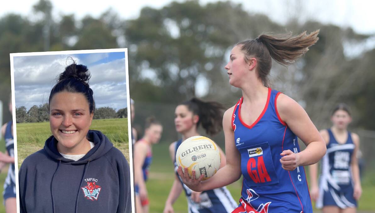 (Inset) Terang Mortlake coach Sharni Moloney; (main) Alice Suhan, pictured in 2020, is one of three former juniors returning in 2023.
