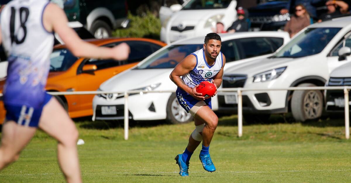 LEADER: Russells Creek captain Taylem Wason says playing "four-quarter footy" is key for his group moving forward. Picture: Anthony Brady