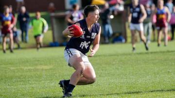 TOP EFFORT: Nirranda's Josh Folkes finished with five goals against Timboon Demons. Picture: Anthony Brady.