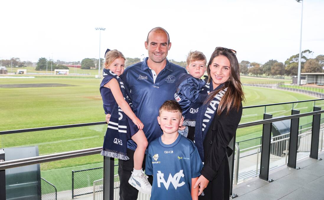 Ben and Belinda Cunnington and their three children - Stella, Xavier and Kobe - are excited to start their next chapter at Warrnambool Football Netball Club. Picture by Anthony Brady
