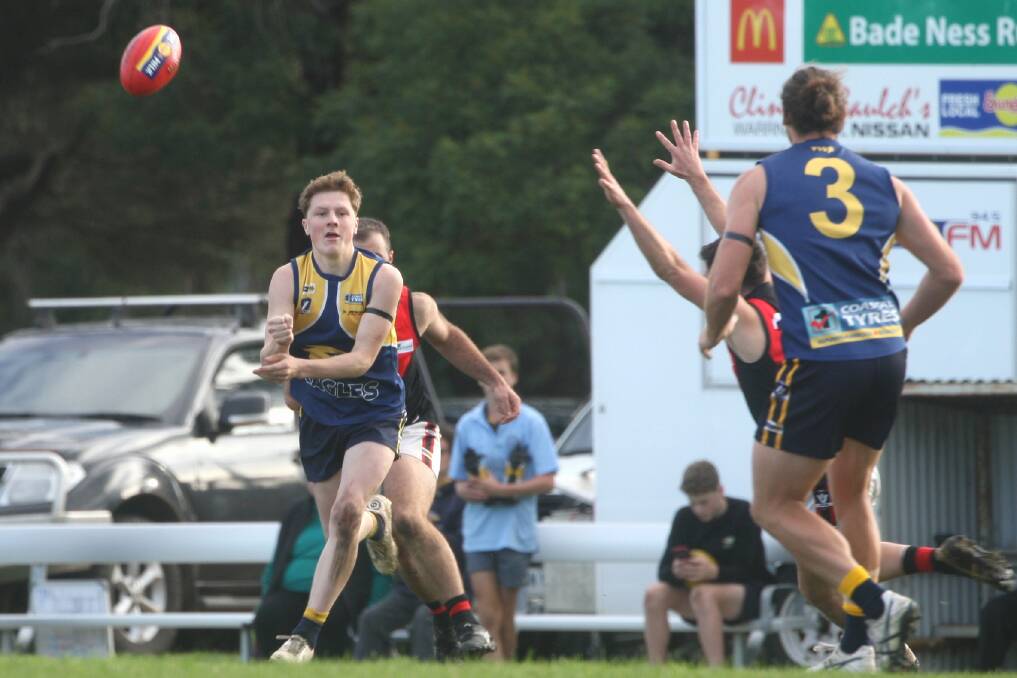 Zac Timms comes into North Warrnambool Eagles' senior side for suspended captain Adam Wines ahead of its top-three clash with Terang Mortlake. Picture by Meg Saultry