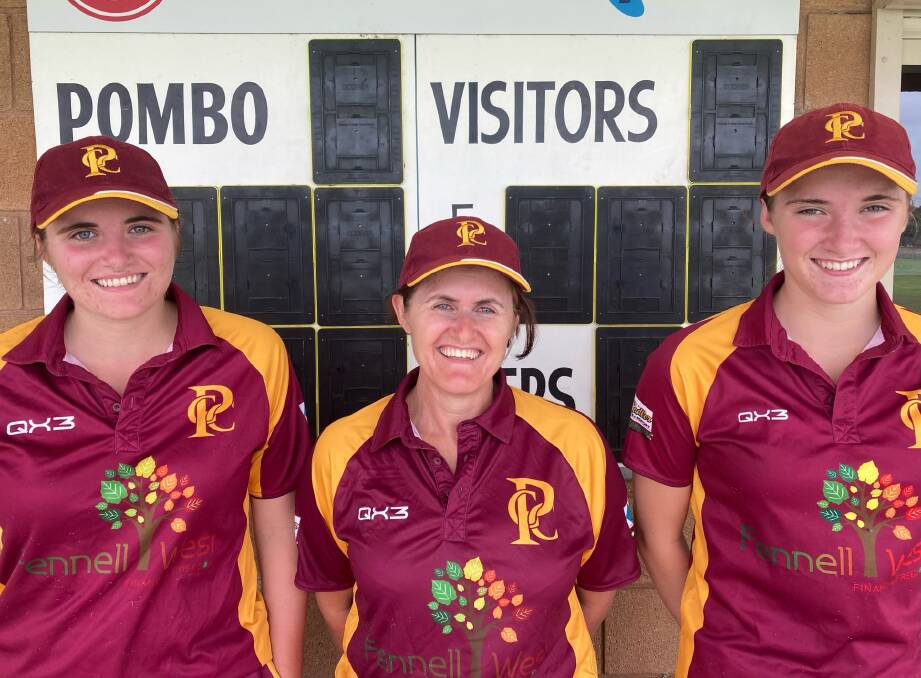 FAMILY AFFAIR: Ella, Kate and Nellie Sadler all took to the field in Pomborneit's division one women's game on Sunday. Kate said the experience was a memorable moment for the whole family.