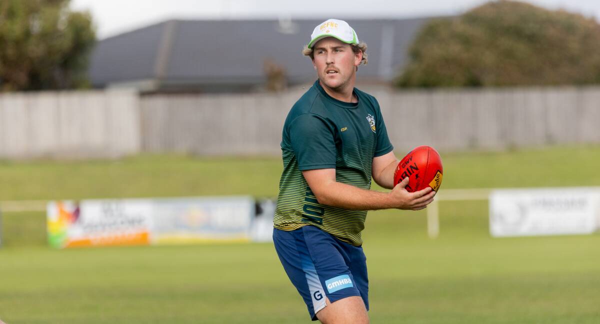 Old Collegians midfielder Jacob Brooks on the training track on Wednesday. Picture by Anthony Brady