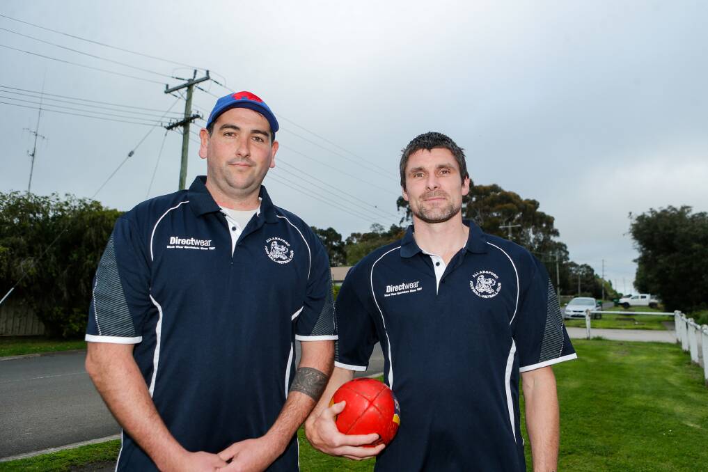 Nick Johnstone and Brad Bull have signed on at Allansford for the 2023 Warrnambool and District league season. Picture by Anthony Brady