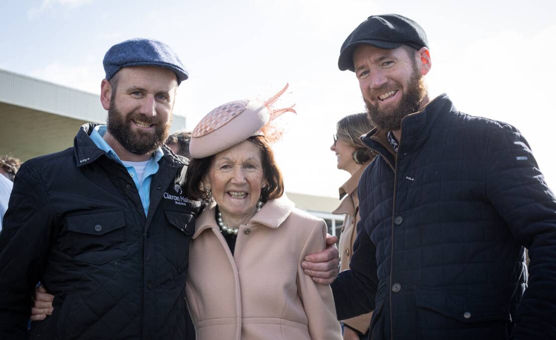 Declan, Eileen and Ciaron Maher are all smiles after Saunter Boy won the Galleywood Hurdles. Picture by Sean McKenna