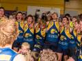 North Warrnambool Eagles belts out their team song after advancing to the grand final. Pictures by Edgar Guerrero