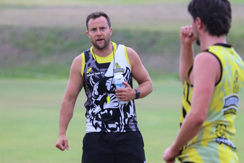 SETTLED IN: Second-year Merrivale coach Josh Sobey leads the group through the pre-season session. Picture: Justine McCullagh-Beasy