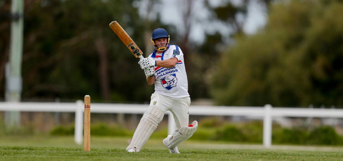 Steve Blacker in action in the Grassmere Cricket Association A grade grand final between Panmure and Hawkesdale. Picture by Anthony Brady