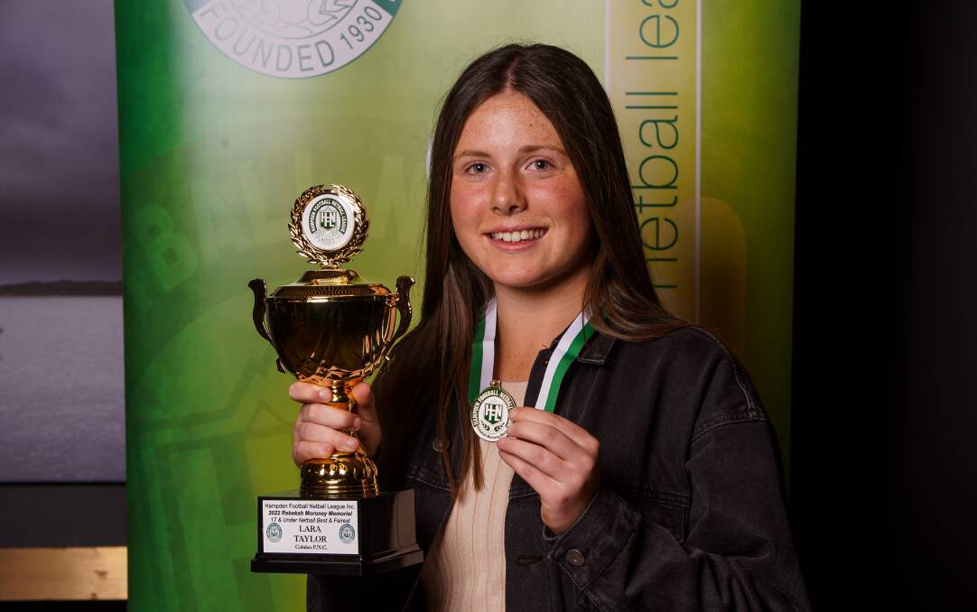 Cobden's Lara Taylor with the Rebekah Moroney Memorial Medal. Picture by Rob Gunstone