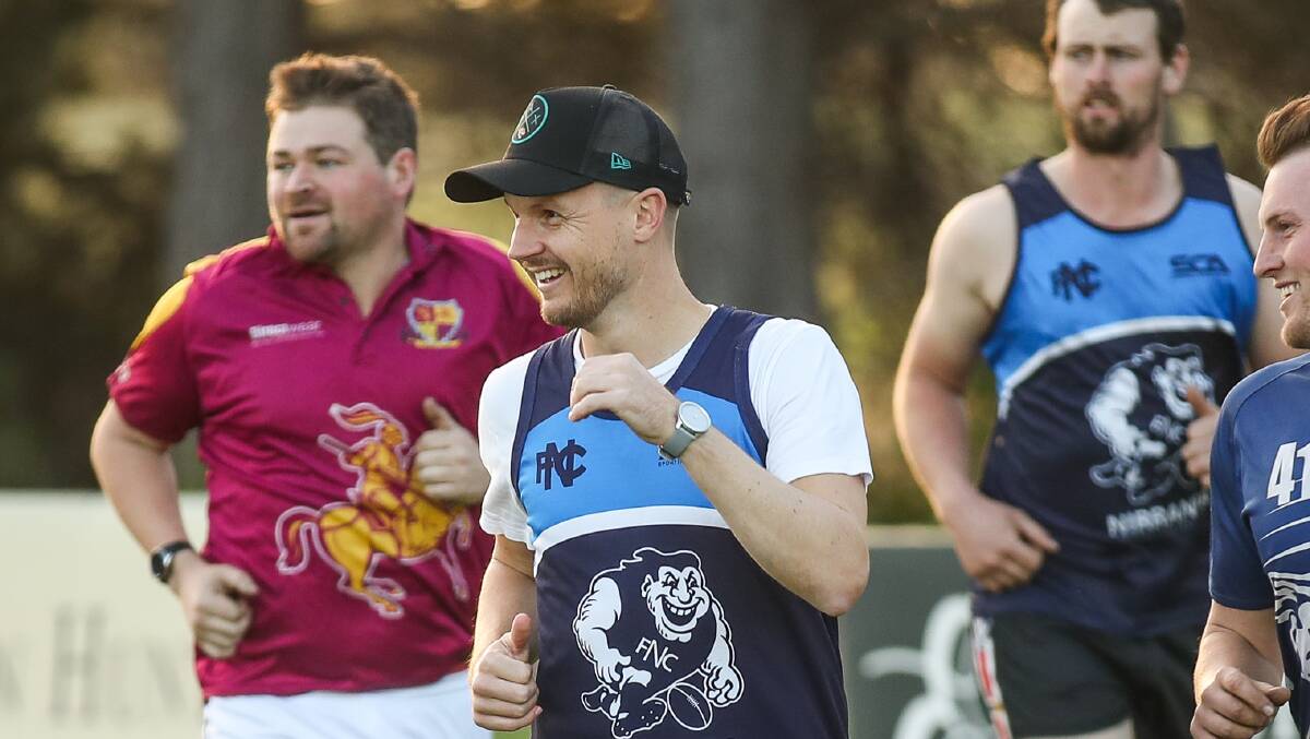 BACK AT IT: Nirranda's Brayden Harkness will resume coaching and playing duties after missing round three. Picture: Morgan Hancock