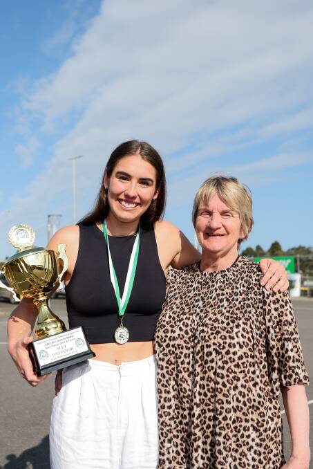 South Warrnambool's Ally O'Connor with Dot Jenkins, whom is the namesake of the league best and fairest award. Picture by Anthony Brady