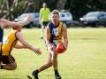 LEADER: Josh Reichman, former Old Collegians coach, in action for Hawkesdale- Macarthur on Saturday. Picture: Anthony Brady