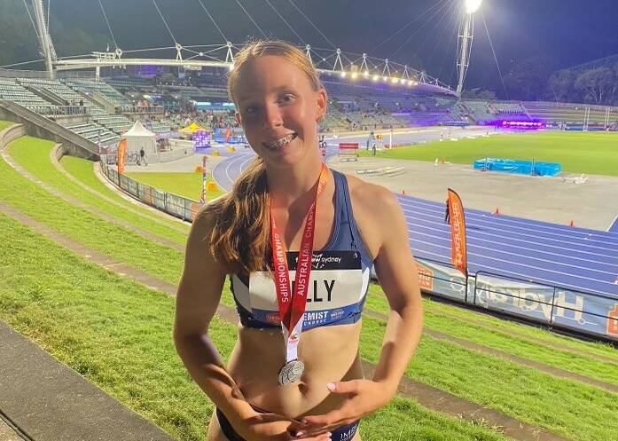 RISING STAR: Warrnambool's Grace Kelly after her silver medal winning run in the under 17 100m event at nationals. Kelly will contest the 200m event on Saturday in the hope of bettering a fourth in last year's final.