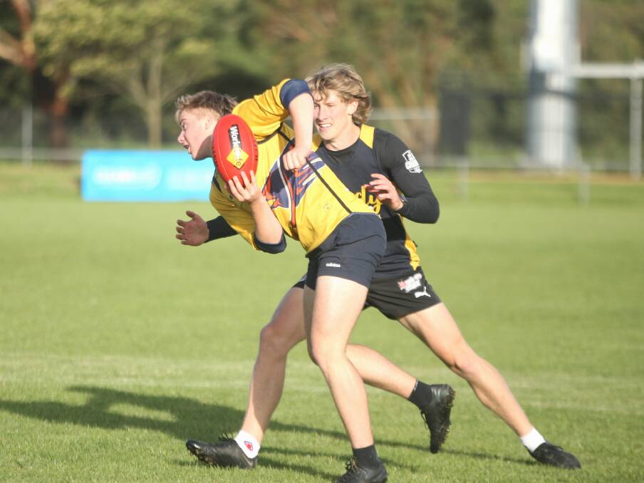 Austin Sinclair in action on the first night of pre-season for North Warrnambool Eagles. Picture by Meg Saultry