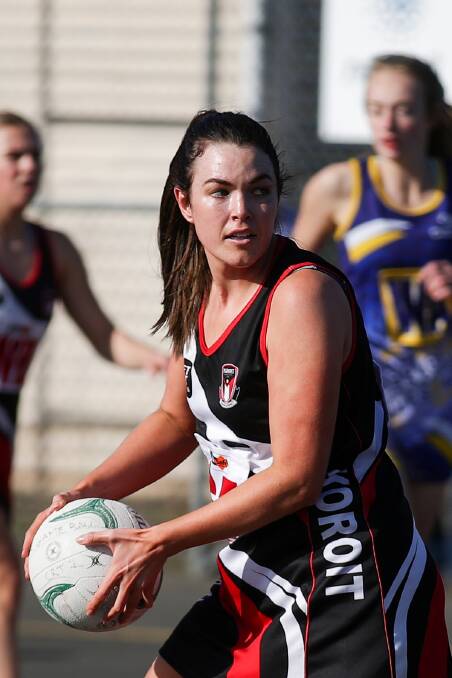 IN THE ZONE: Rachel Dobson in action for Koroit this season.
