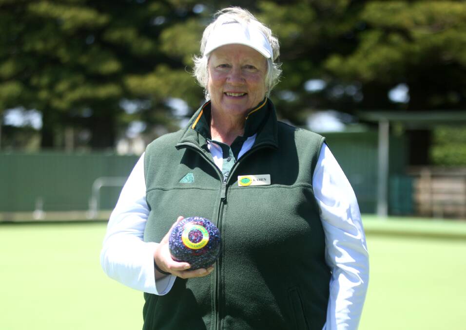 Karen Burgess is enjoying her return to the bowling greens following a knee reconstruction last season. Picture by Meg Saultry