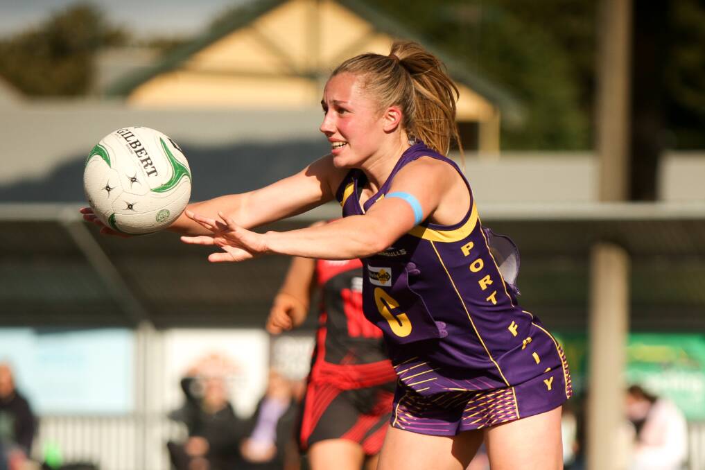 Port Fairy midcourter Tessa Allen was named the Hampden league's netball rising star of the year winner. Picture by Chris Doheny