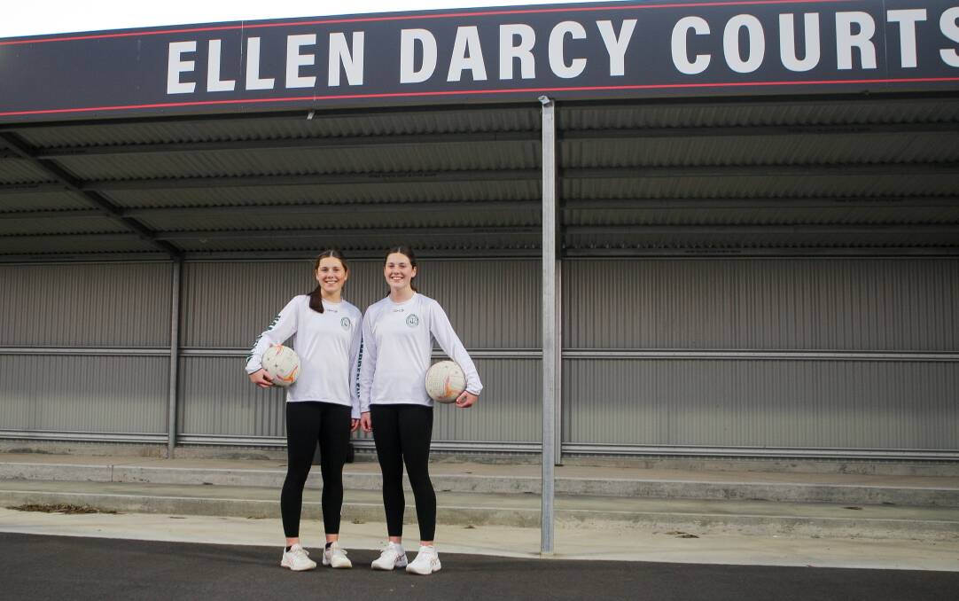BOND: Cobden twin sisters Lara and Grace Taylor will line up for Hampden league's 17 and under team at this weekend's Netball Victoria Association Championship finals. Picture: Meg Saultry