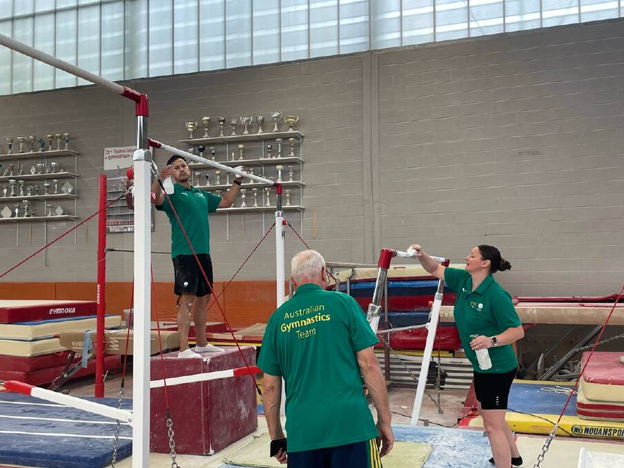 ABOVE: Jessica Mason (right) with her fellow Australian coaches at the pre-Commonwealth Games training camp in Paris. 