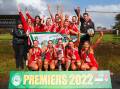 South Warrnambool celebrates the 2022 Hampden league open premiership. Picture by Rob Gunstone 