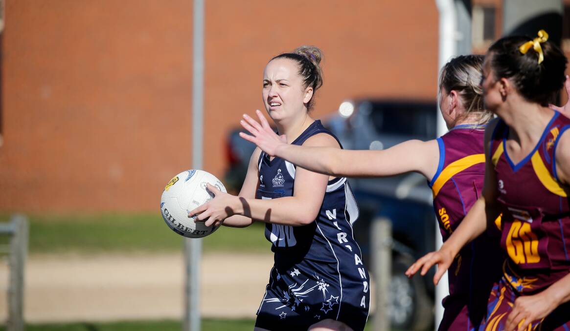 PACE SETTERS: Nirranda's Georgia Haberfield in action against South Rovers on Saturday. Picture: Anthony Brady.