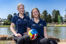 Warrnambool sisters Hillary and Emma Hannagan enjoyed a successful Australian Youth Volleyball Championships campaign. Picture by Eddie Guerrero