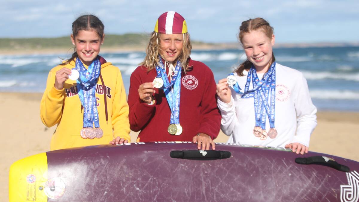 Warrnambool's Molly McNeil, Hugh Fawcett and Hannah Ragg won more than a dozen medals combined at the championships. Picture by Meg Saultry