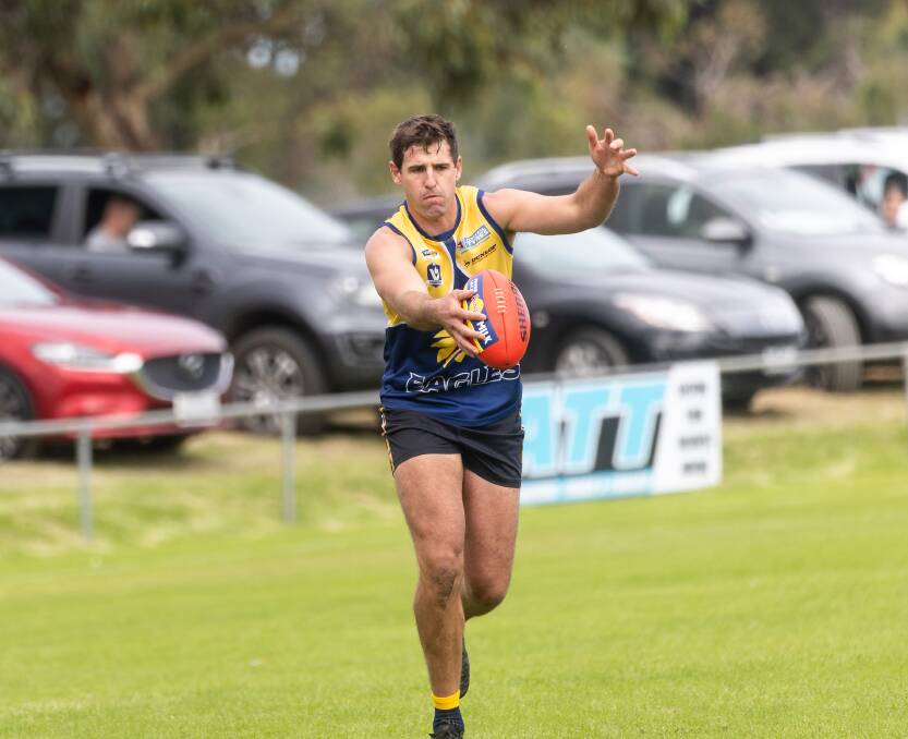 North Warrnambool's Tom Batten in action during round one of the Hampden league season. Picture by Anthony Brady
