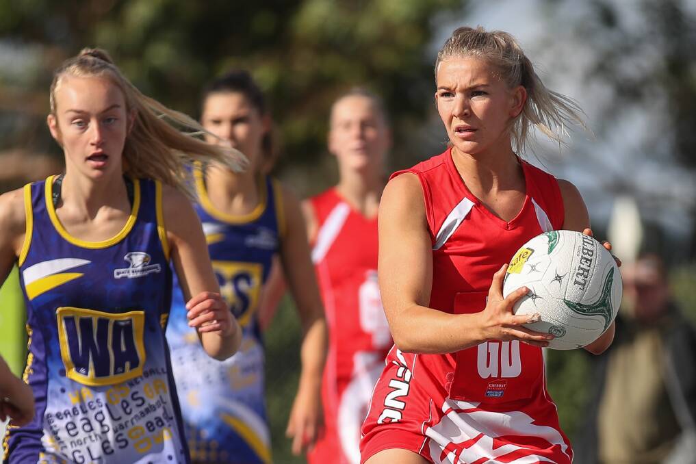 REMATCH: South Warrnambool's Carly Watson (right) is expecting it to be a battle of wills against North Warrnambool Eagles on Saturday. 
