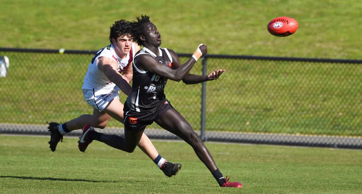 TOP EFFORT: South Warrnambool's Luamon Lual impressed in defence for the Rebels on Sunday. Picture: Lachlan Bence