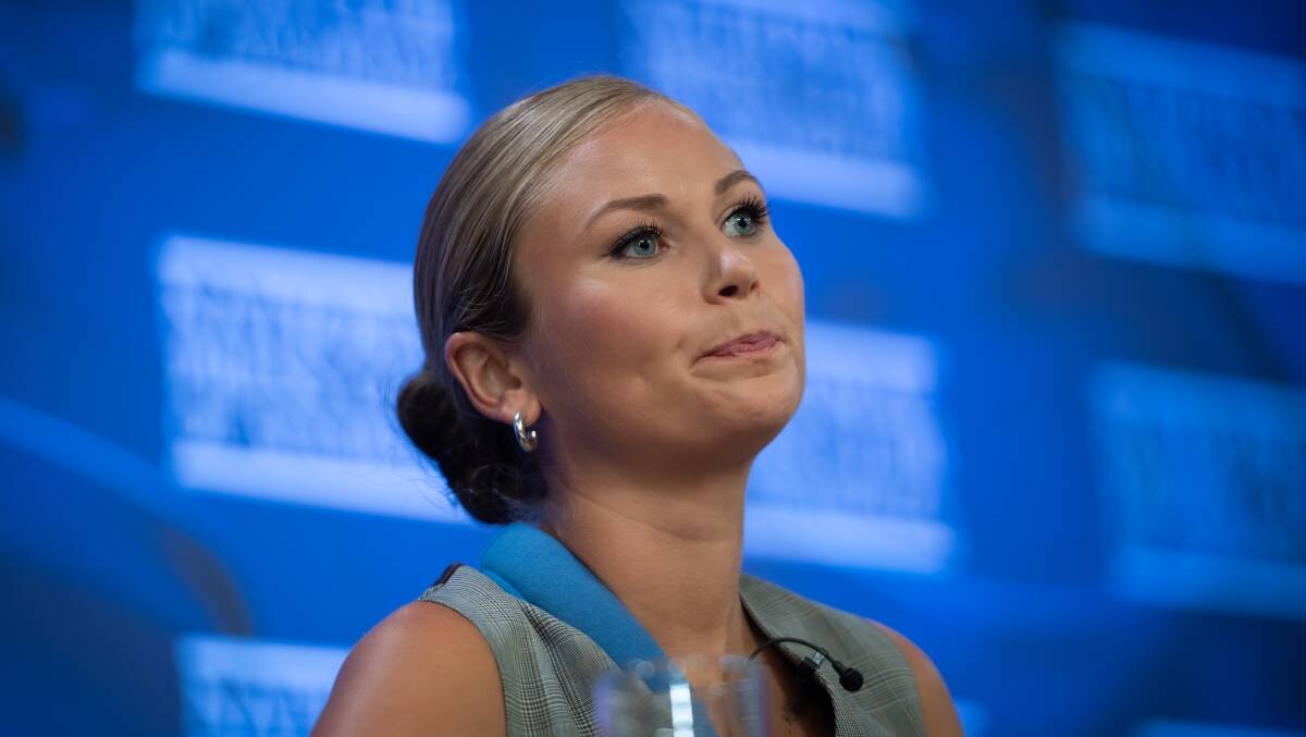 Former Australian of the Year Grace Tame at the National Press Club. Picture: Karleen Minney