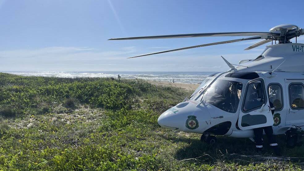 Canberra-based Toll Ambulance Rescue 207 helicopter at Potato Point. Picture supplied.