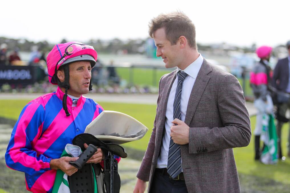ON THE MEND: Champion jockey Damien Oliver's cameo appearance saw him end up in hospital. Picture: Morgan Hancock