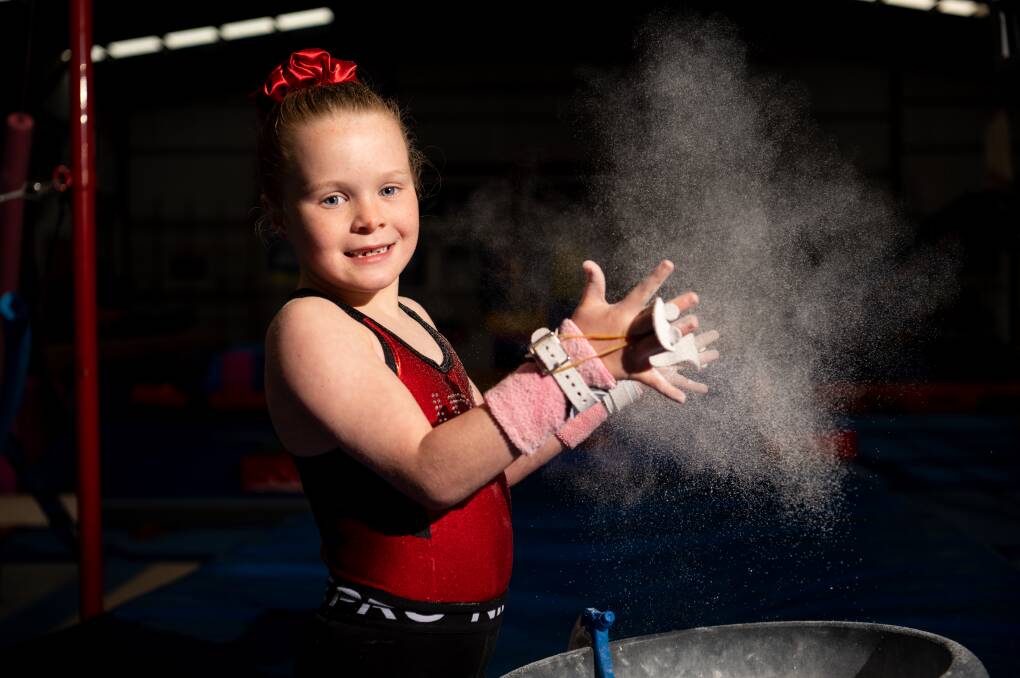 Eight-year-old Warrnambool gymnast Ella Crawford has made the state development squad. Picture by Eddie Guerrero