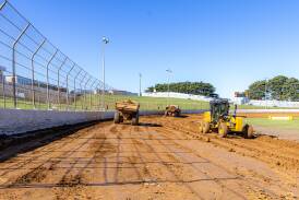 Premier Speedway's new track being laid at the Allansford-based club. Pictures by Eddie Guerrero